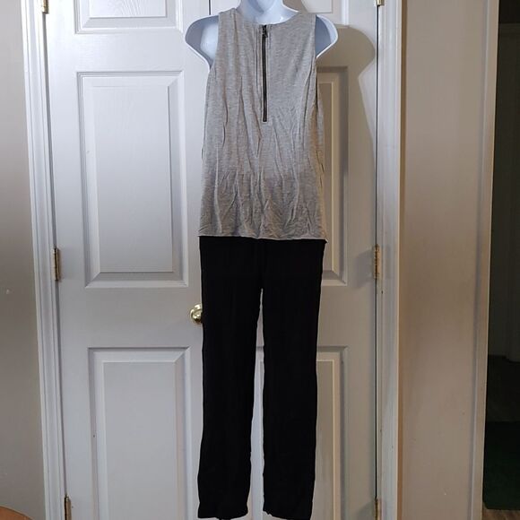Elevenses gray and black sleeveless long pant romper pantsuit Sz XS EUC - Picture 4 of 7